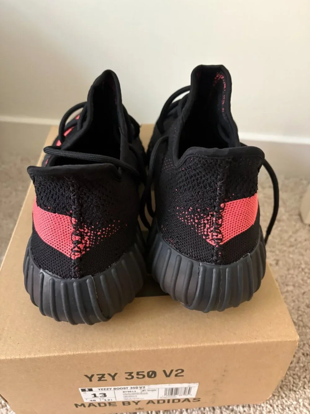 Adidas Yeezy Boost 350 V2 Red Stripe Core Black